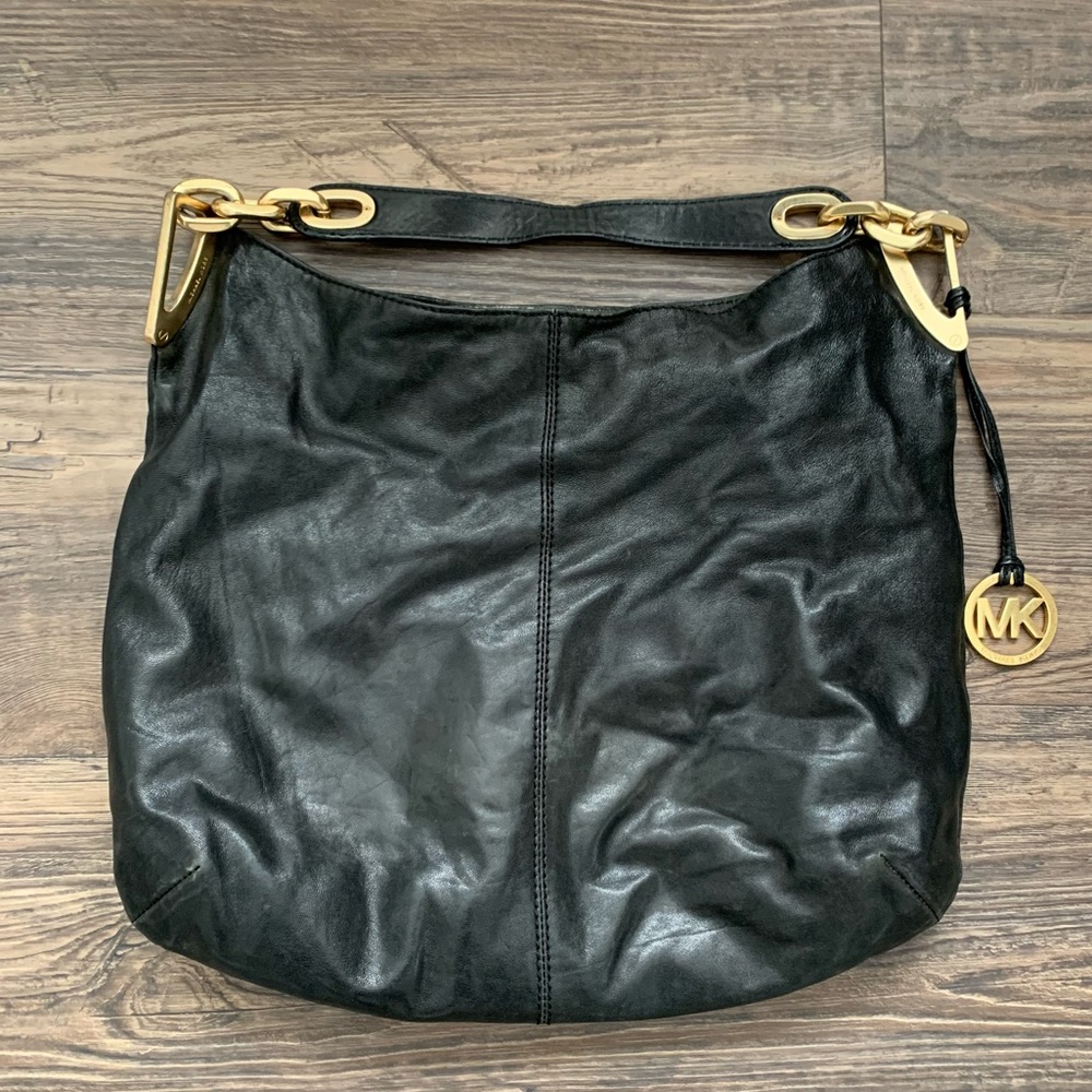 Michael Kors Ines Black Leather Shoulder Bag